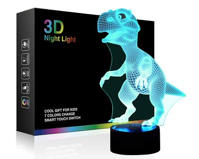 #ad Night Lights for Kids Dinosaur 3D Night Light Lamp 7 LED Colors Changing Touc... $20.91