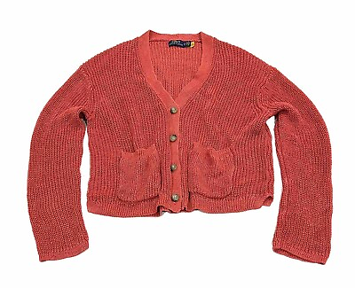 #ad #ad Polo Ralph Lauren Cable Knit Cardigan Sweater Womens Size XS Rose Red Oversized $32.72