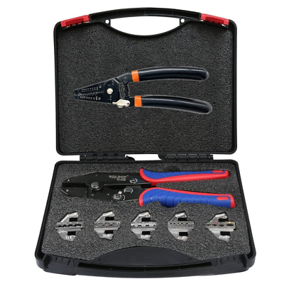 #ad Ratchet Crimping Tool Set Cable Wire Electrical Terminals Crimper Pliers 5 Dies $46.99