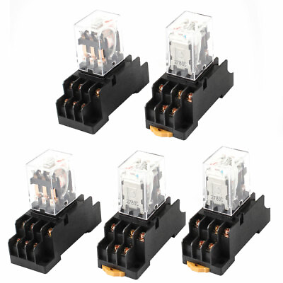 #ad AC24V Coil 3PDT 11Pin Red LED General Purpose Power Relay 5Pcs w Socket $31.87