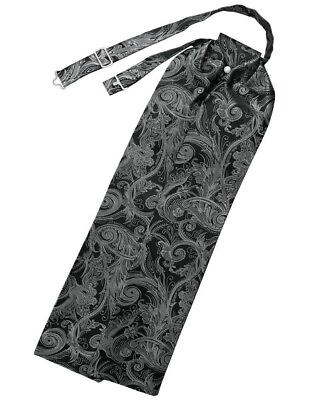#ad Men#x27;s Black Grey Silver Tapestry paisley Ascot Cravat Victorian Dickens Wedding $29.95