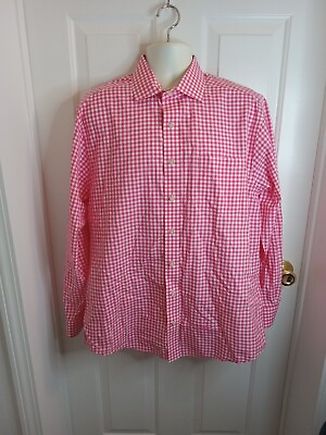 #ad Vineyard Vines Mens Shirt Large Pink White Long Sleeve Button Up Cooper Shirt $19.79