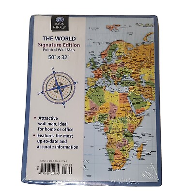 #ad Rand Mcnally World Map 50quot; ×32quot; Signature Edition $4.00
