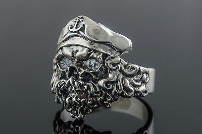 #ad Pirate Skull Sailor Ring Anchor Symbol Signet Gothic Biker Jewelry $118.00