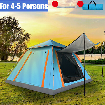 #ad 4 5 People Camping Automatic Outdoor Instant Pop Up Tent Beach UV Waterproof $53.98