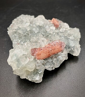 #ad black chalcedony pink stilbite quartz mixed mineral specimen zeolite crystals $78.00