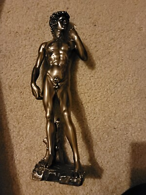 #ad 13 Inch David Michelangelo Cold Cast Bronze Nude Figurine Studio Collection $99.99