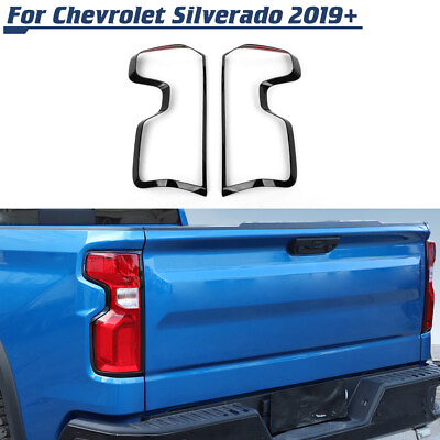 #ad Black Taillight Tail Lamp Cover Trim Frame For Chevrolet Silverado 1500 2019 24 $59.99