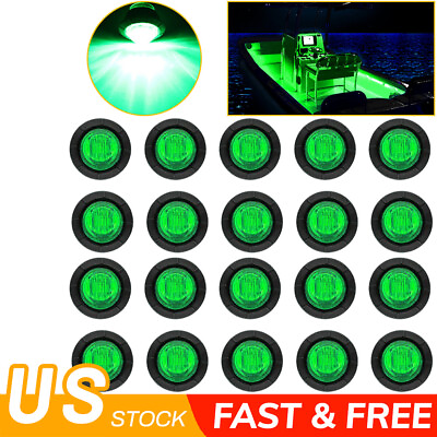 #ad 20X 3 4quot; Round Green LED Side Marker Clearance Bullet Lights for Truck Trailer $10.99