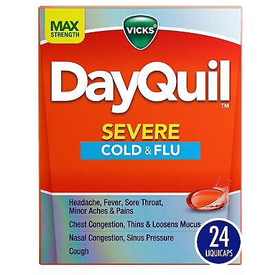 #ad Vicks DayQuil Severe Cold Flu amp; Congestion Medicine Liquicaps Maximum $11.39