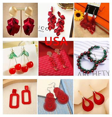 #ad New Fashion Earrings Women Christmas Red Series Elegant Jewelry Colorful Gift $12.98
