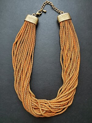 #ad Orange amp; Copper Colored Rope Necklace Chico Inspired Earth Toned 21quot; Inch Beauty $39.25