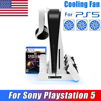 #ad PS5 Disc amp; Digital Editions Stand Console Cooling Fan Horizontal Bracket Holder $27.99