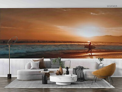#ad 3D Ocean Surfing Sunset Wallpaper Wall Mural Removable Self adhesive 305 AU $45.99