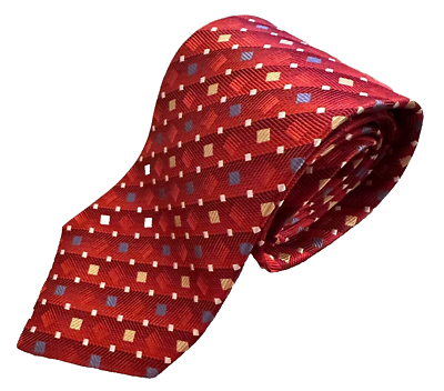#ad XMI The Rouge Men#x27;s Tie 100% Silk Geometric Bright Red Handmade in USA $12.99