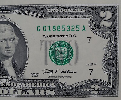 #ad 01885325: 1885 March 25 BIRTHDAY NOTE Fancy Serial Number $2 Dollar Bill $29.99