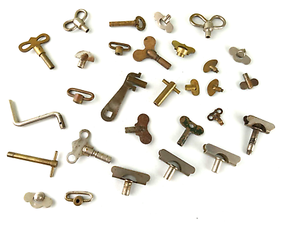 #ad Large Lot of Original Antique Clock Keys Winding Key Variety of Styles and Sizes $74.99