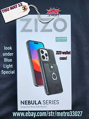 #ad FOR APPLE IPHONE 15 PRO MAX ZIZO NEBULA LEATHER WALLET CASE BLUE LIGHT SPECIAL $49.75