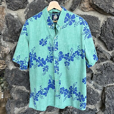 #ad Reyn Spooner Classic Fit Aloha Shirt Men’s L 50th State Flower Hawaiian $39.00