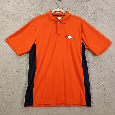 #ad Denver Broncos Shirt Mens Medium TX3 Cool Performance Polo Pullover Orange Blue $10.10
