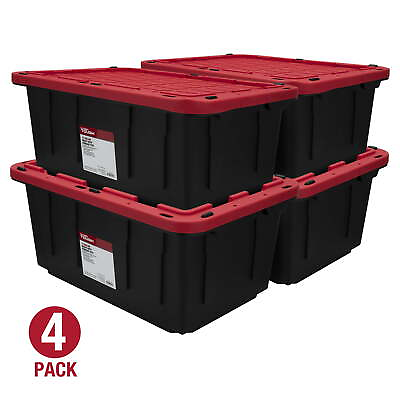 #ad 17 Gallon Snap Lid Storage Bin Container Tote Box Durable Plastic Black Set 1 $17.99