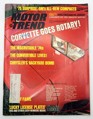 #ad 1973 Motor Trend Auto Car Magazine November Plymouth Fury Road Test Ford LTD VTG $8.95