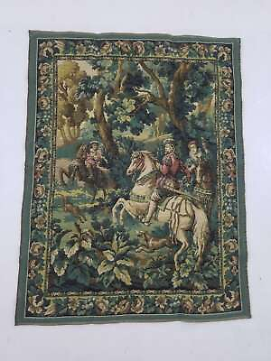 #ad Vintage French Animals Hunting Scene Wall Hanging Tapestry 87x67cm GBP 225.00