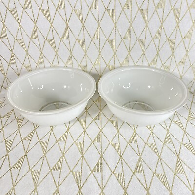 #ad 2 VTG PYREX White Clear Bottom Glass Nesting Mixing Bowl #323 Corning 1.5L $24.99