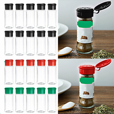 #ad 10Pcs Empty Plastic Spice Bottles Set for StoringBarbecue Seasoning Salt Pepper $11.39