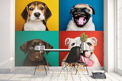 #ad 3D Cute Dog Wallpaper Wall Mural Removable Self adhesive Sticker 667 AU $349.99