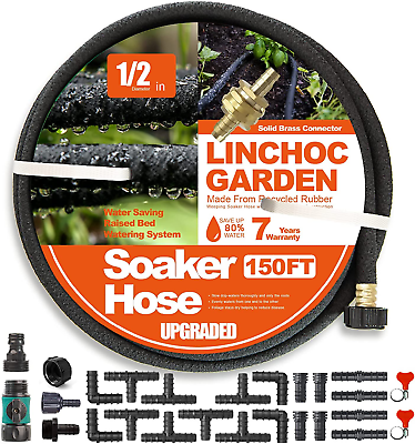 #ad Soaker Hose 150 FT for Garden BedsSolid Brass Connector 1 2″ round Soaker Ga... $67.99