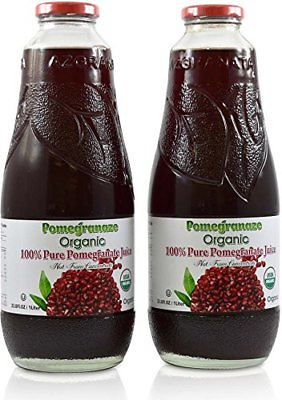 #ad 100% Pomegranate Juice 2 Pack 33.8 fl oz USDA Organic Certified Glass Bo $22.99