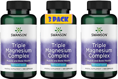 #ad Triple MAGNESIUM complex 400mg 300 capsules 3x100 For Nerve Muscle Bone Health $22.70