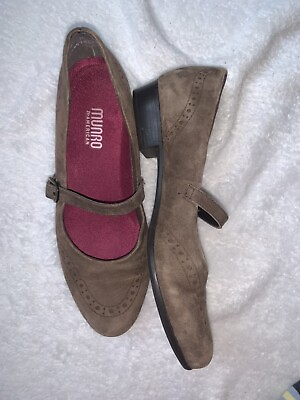 #ad Munro American Taupe Suede Mary Janes Shoes Size 7 $36.00