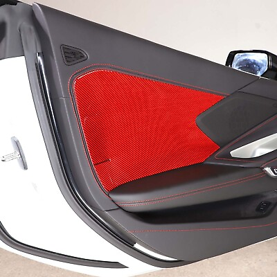 #ad Red Carbon Interior Door Panel Large Panel Sticker Trim For Corvette C8 2020 23 $129.99