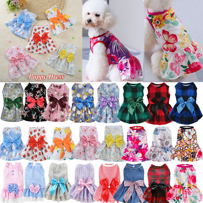 #ad Dog Skirt Pet Dress Cotton Small Dog Princess Dress Chihuahua Puppy Cat Clothes☆ $2.97