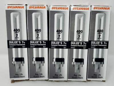 #ad Sylvania DULUX S 7 Watt compact fluorescent CF7DS 827 20327 Lot of 5 $14.95