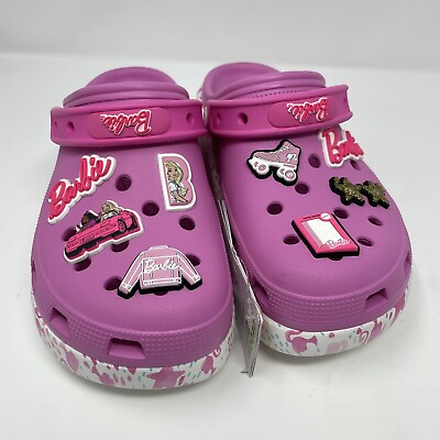 #ad Crocs Size J6 Barbie Cutie Crush Clog Platform Pink Big Kid Charms Womens Size 8 $64.99