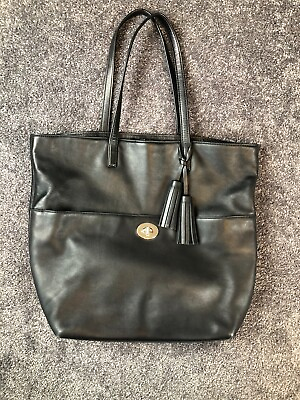 #ad Vintage Coach Legacy Turnlock Travel Tote Bag Black Leather Double Handle 26461 $41.50