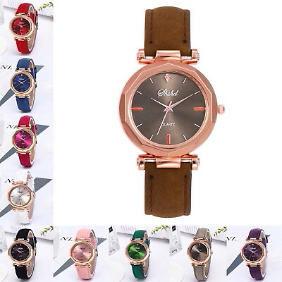#ad Women Leather Wristwatch Casual Watch Analog Crystal Fashion Quartz Luxury Gift $1.59