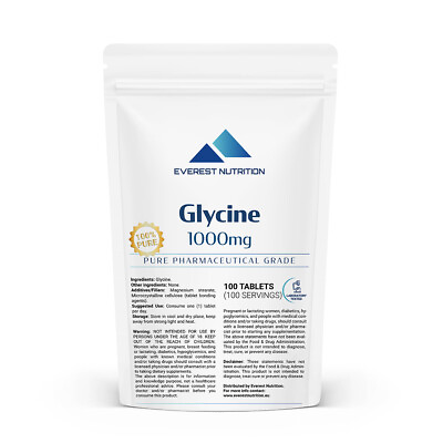#ad GLYCINE 1000mg TABLETS. AN EFFECTIVE NEUROTRANSMITTER ELEVATE ENERGY $21.99