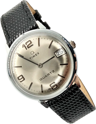 #ad Vintage 1979 Q Timex Silver Tone Quartz Men#x27;s Watch 1970#x27;s Retro New Battery $229.00