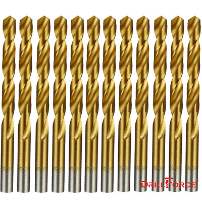 #ad 12PCS 1 8quot; Drill Bit Set HSS Titanium Jobber Length Twist Metal Drill Bits Tools $8.54