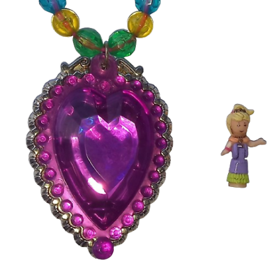 #ad Vintage Polly Pocket CRYSTAL HEART PENDANT with Polly Doll Figure Bluebird 1996 GBP 159.99