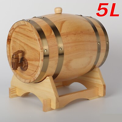 #ad 5L Liter Wine Oak Barrel for Spirits Whiskey Beer $65.99