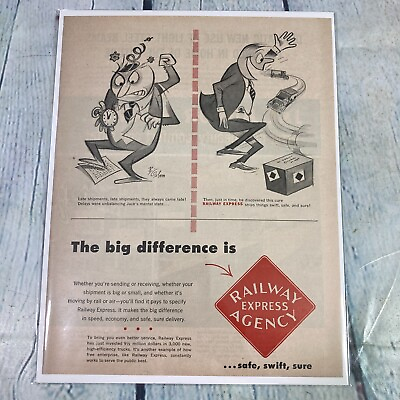 #ad Vintage 1955 Print Ad Railway Express Agency Magazine Advertisement Ephemera $10.49