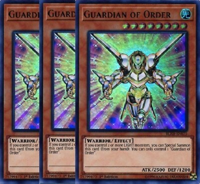 #ad Yugioh Guardian of Order x 3 1st Edition Ultra Rare NM Free Holo Card $3.00