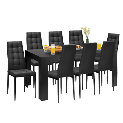#ad 9 pcs Dining Set Wood Table and 8 Fabric Chairs Home Kitchen Modern Furniture $419.99