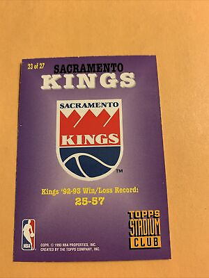 #ad #23 Sacramento Kings Super Team 1993 94 Stadium club Set Break members only $5.49