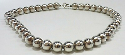 #ad SOUTHWESTERN STERLING SILVER VINTAGE BALL BEAD 3 8quot; SIZE 16quot; LONG NECKLACE $103.99